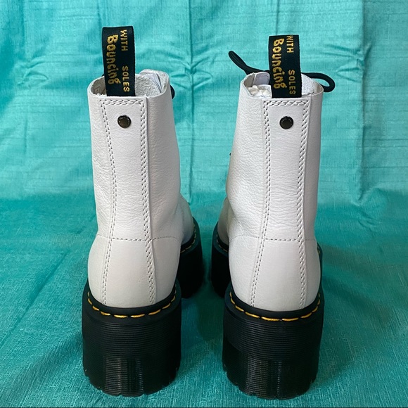 DR. MARTENS 1460 PASCAL MAX BOOTS (White Pisa Leather Platform Boots) - Picture 3 of 5